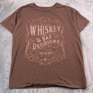 Shyanne Rhinestone Graphic Tee Women's M Brown Whiskey & Bad Decisions Shirt